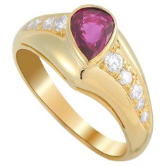 LB Exclusive 18K Yellow Gold 0.27 Ct Diamond and Ruby Ring