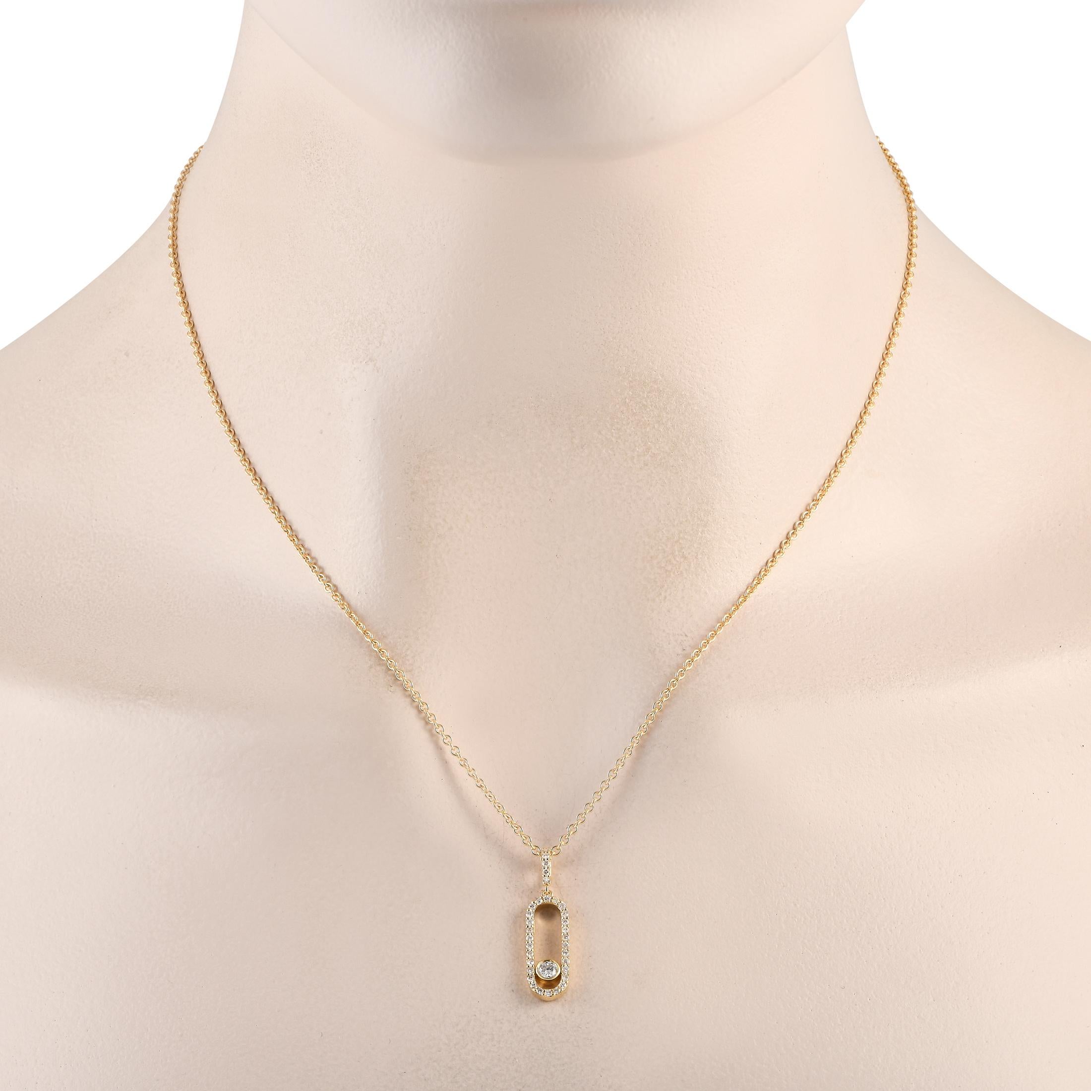 With a minimalist design, this paperclip necklace exudes understated elegance perfect for elevating your everyday basics. It features a thin necklace chain measuring 18 inches long and secured by a lobster clasp. The 1