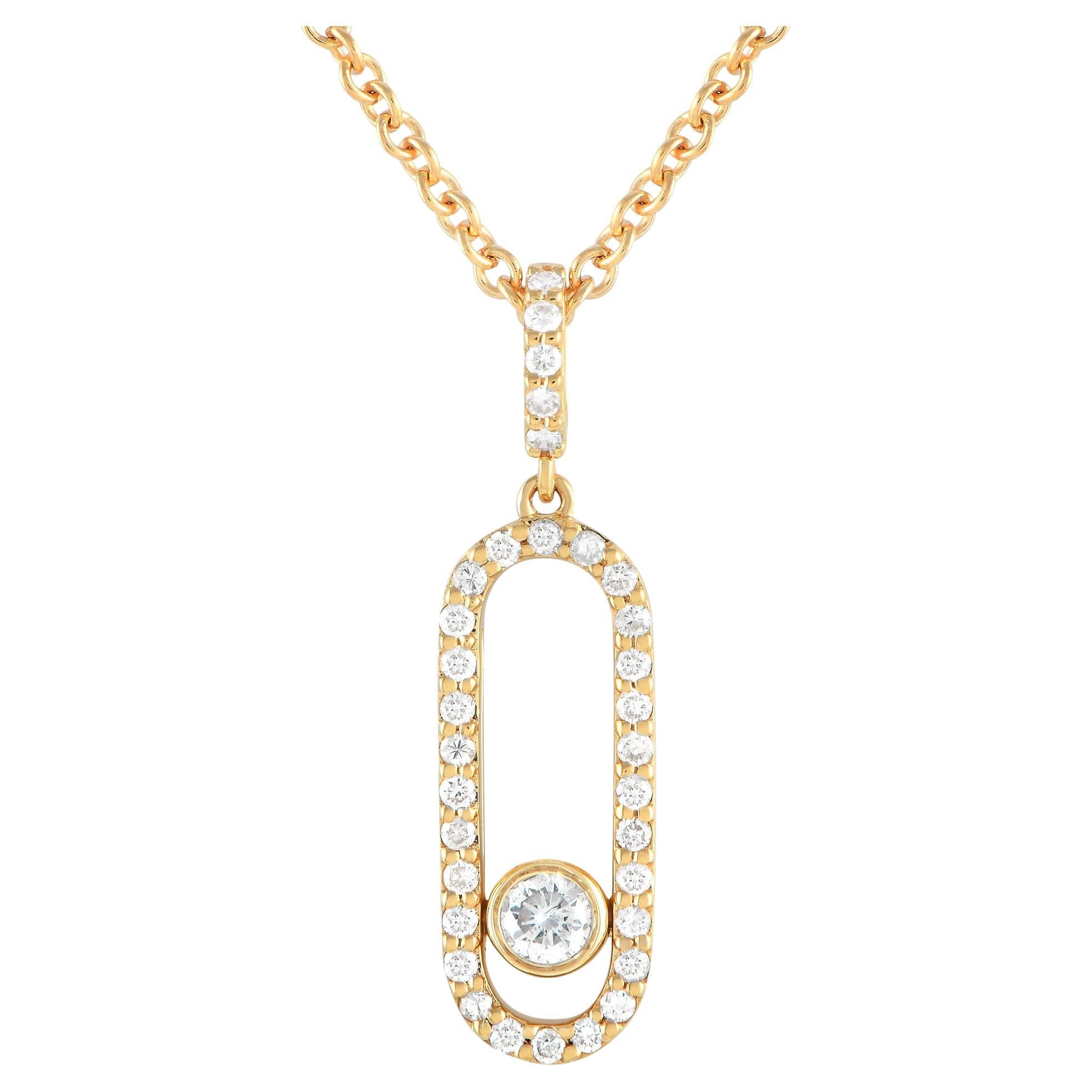 LB Exclusive 18K Yellow Gold 0.32ct Diamond Necklace For Sale