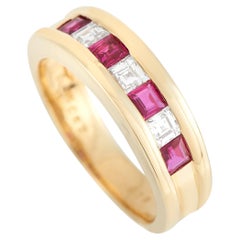 LB Exclusive 18K Yellow Gold 0.38 ct Diamond and Ruby Ring