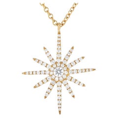 LB Exclusive 18k Yellow Gold 0.40 Carat Diamond Starburst Necklace