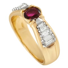 LB Exclusive 18K Yellow Gold 0.46 ct Diamond and Ruby Ring