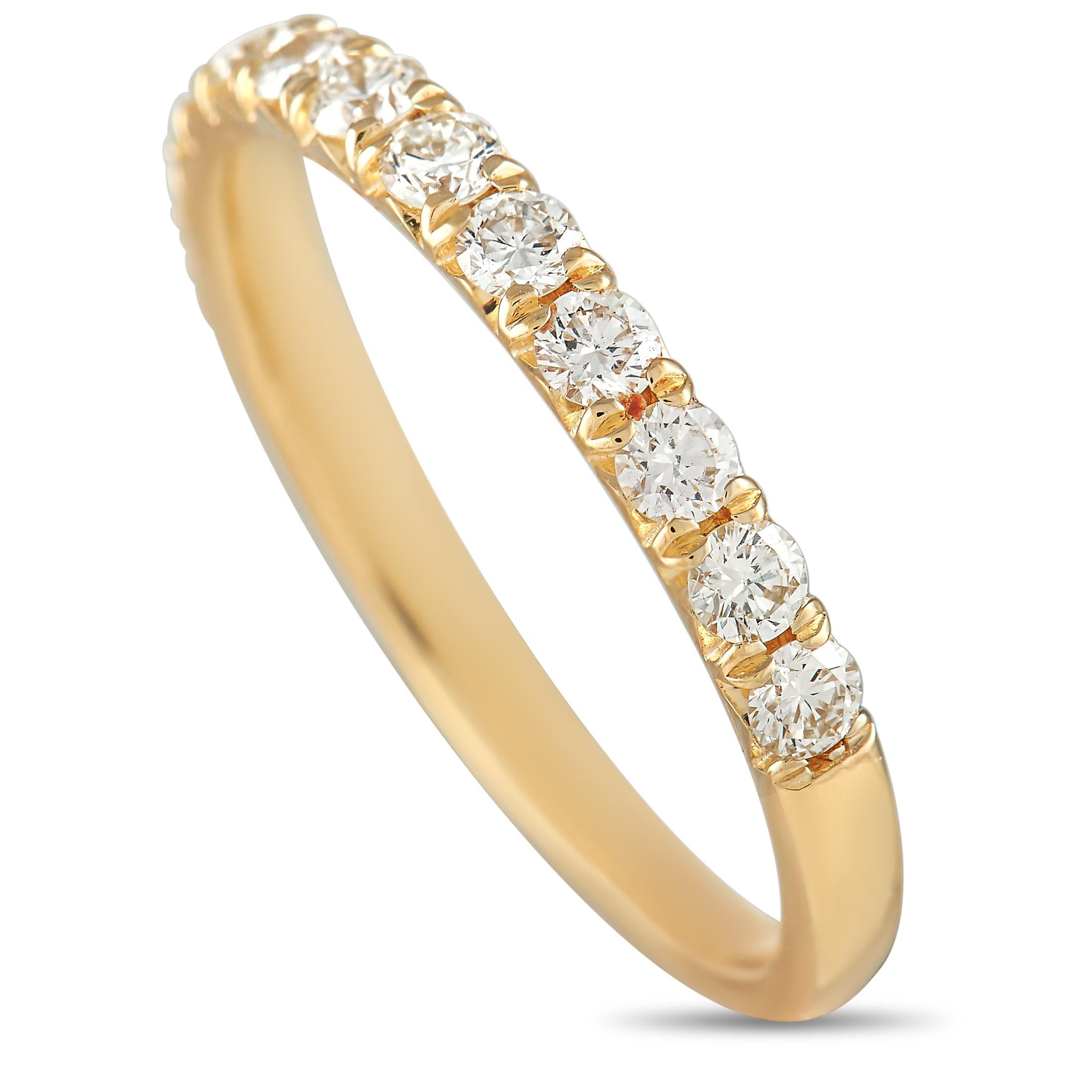 LB Exclusive 18K Yellow Gold 0.49ct Diamond Half Eternity Band Ring In New Condition In Southampton, PA