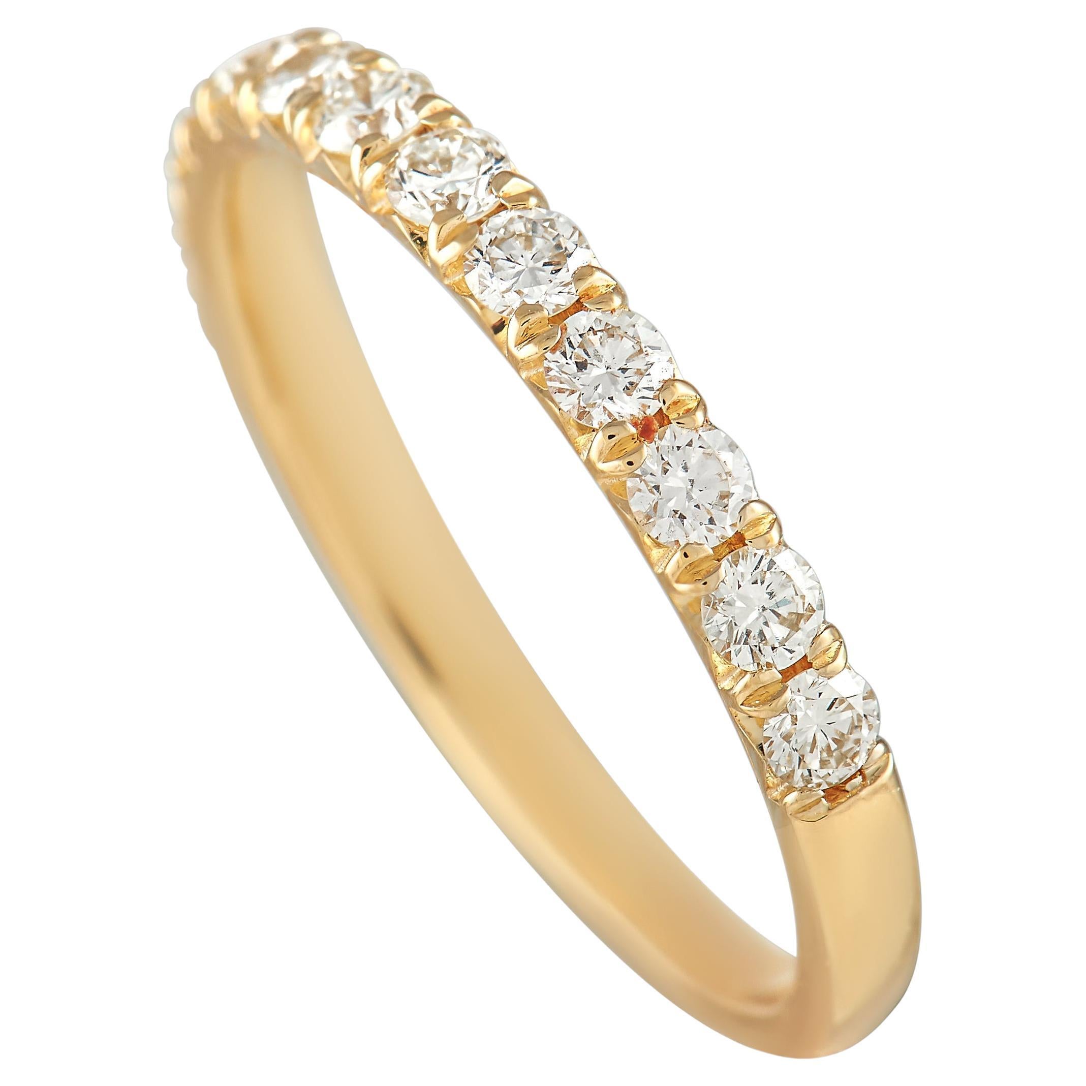 LB Exclusive 18K Yellow Gold 0.49ct Diamond Half Eternity Band Ring