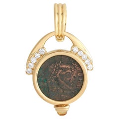 LB Exclusive 18k Yellow Gold 0.50 Carat Diamond and Citrine Ancient Coin Pendant