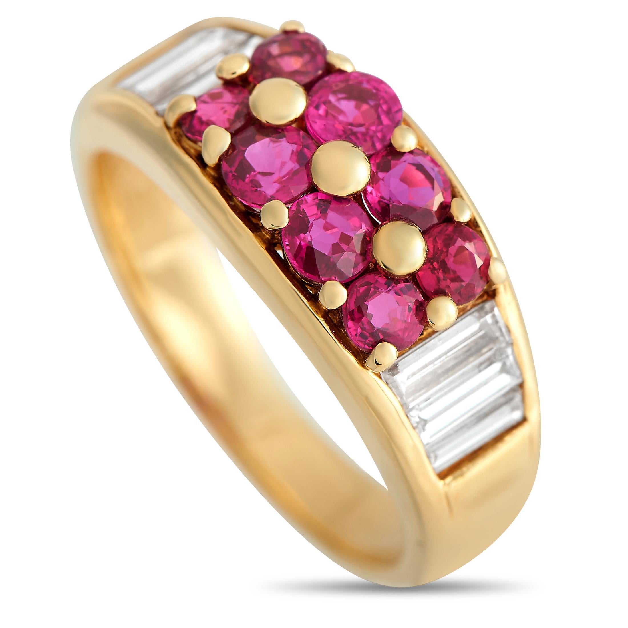 LB Exclusive 18K Yellow Gold 0.50 ct Diamond and Ruby Ring In Excellent Condition In Southampton, PA
