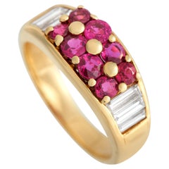 LB Exclusive 18K Yellow Gold 0.50 ct Diamond and Ruby Ring