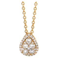 LB Exclusive 18K Yellow Gold 0.50 Ct Diamond Teardrop Pendant Necklace