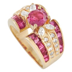 LB Exclusive 18K Yellow Gold 0.51ct Diamond and Ruby Ring