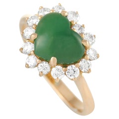 LB Exclusive 18K Yellow Gold 0.56 Ct Diamond and Jade Ring
