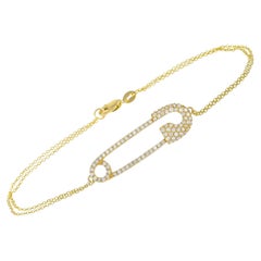 LB Exclusive 18K Yellow Gold 0.60 ct Diamond Safety Pin Bracelet