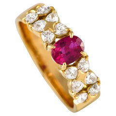 LB Exclusive 18K Yellow Gold 0.60ct Diamond and Ruby Ring MF08-100523
