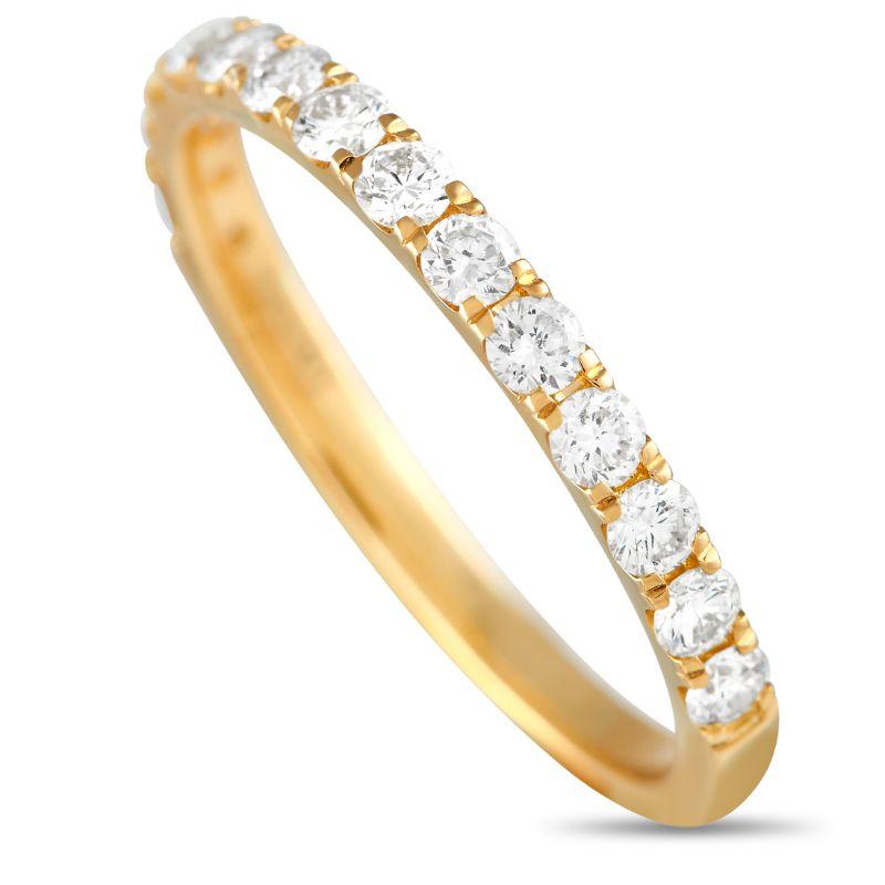 LB Exclusive 18k Yellow Gold 0.61 Carat Diamond Half Eternity Band Ring In New Condition For Sale In Southampton, PA
