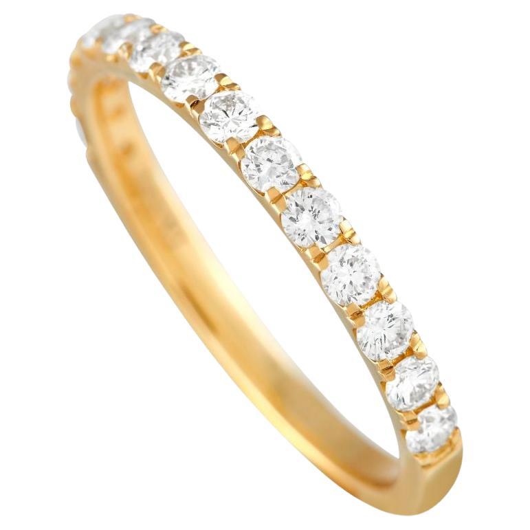LB Exclusive 18k Yellow Gold 0.61 Carat Diamond Half Eternity Band Ring For Sale