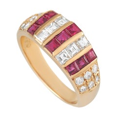 LB Exclusive 18k Yellow Gold 0.62 ct Diamond and Ruby Ring