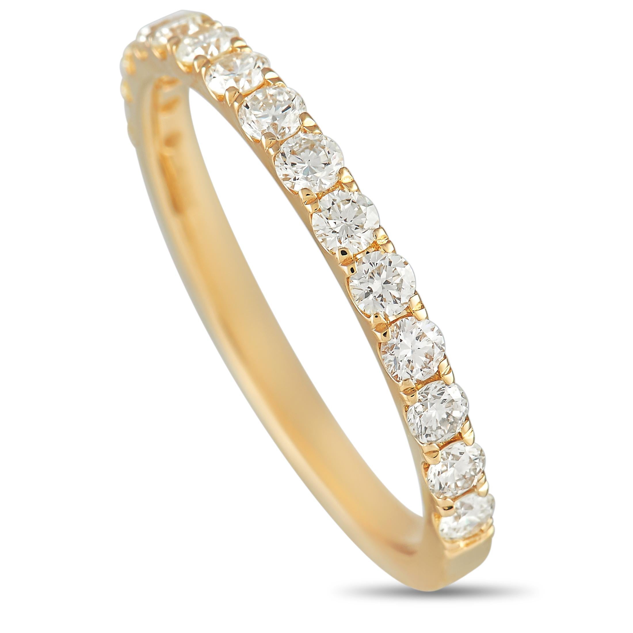 LB Exclusive 18K Yellow Gold 0.63ct Diamond Half Eternity Band Ring In New Condition In Southampton, PA