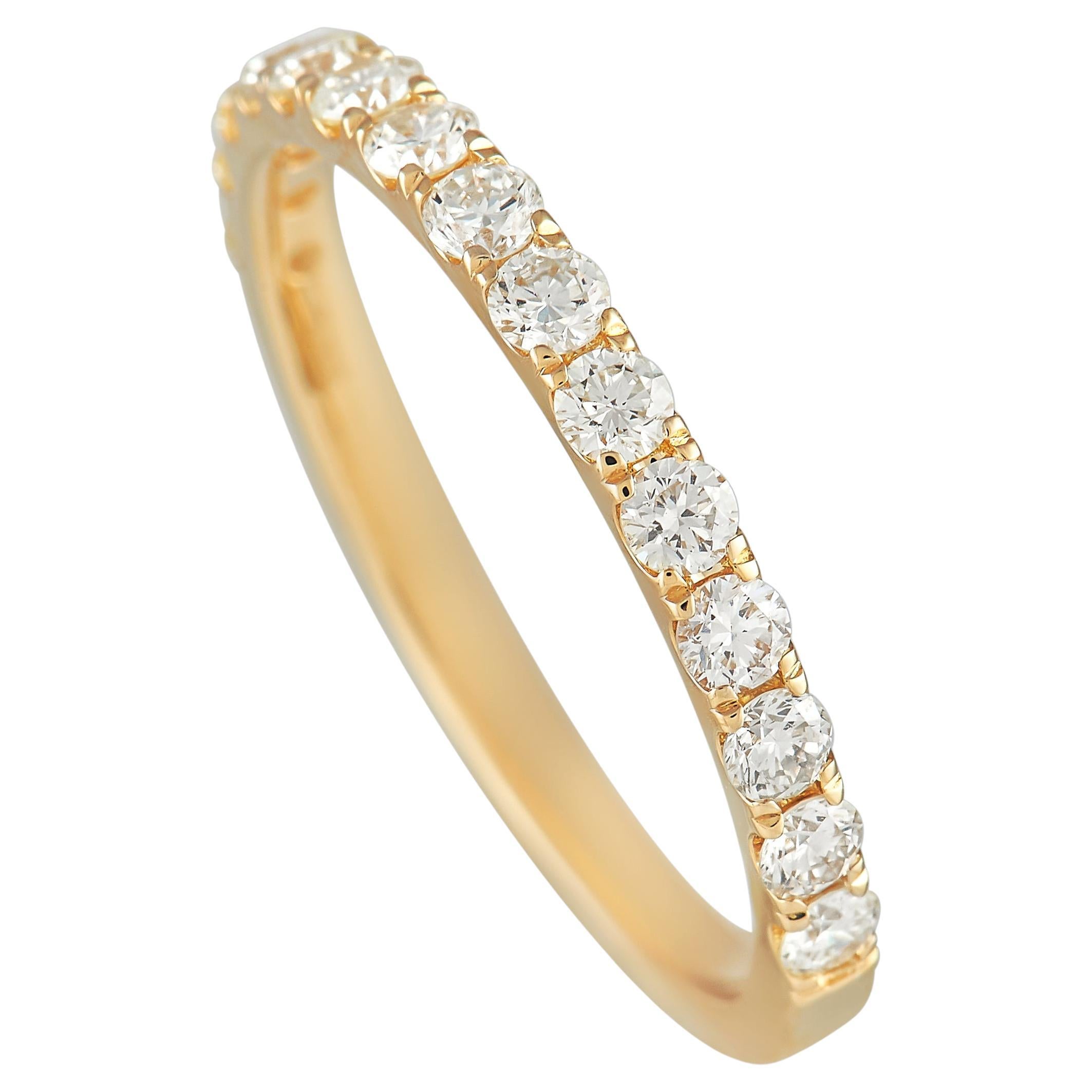 LB Exclusive 18K Yellow Gold 0.63ct Diamond Half Eternity Band Ring