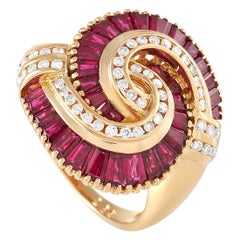 LB Exclusive 18k Yellow Gold 0.65 Ct Diamond and 2.85 Ct Ruby Ring