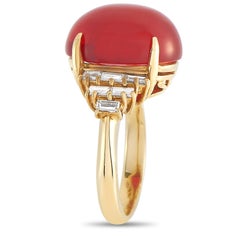 LB Exclusive 18K Yellow Gold 0.68 Ct Diamond and Opal Ring