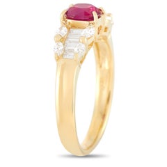 LB Exclusive 18 Karat Yellow Gold 0.70 Carat Diamond and Ruby Ring