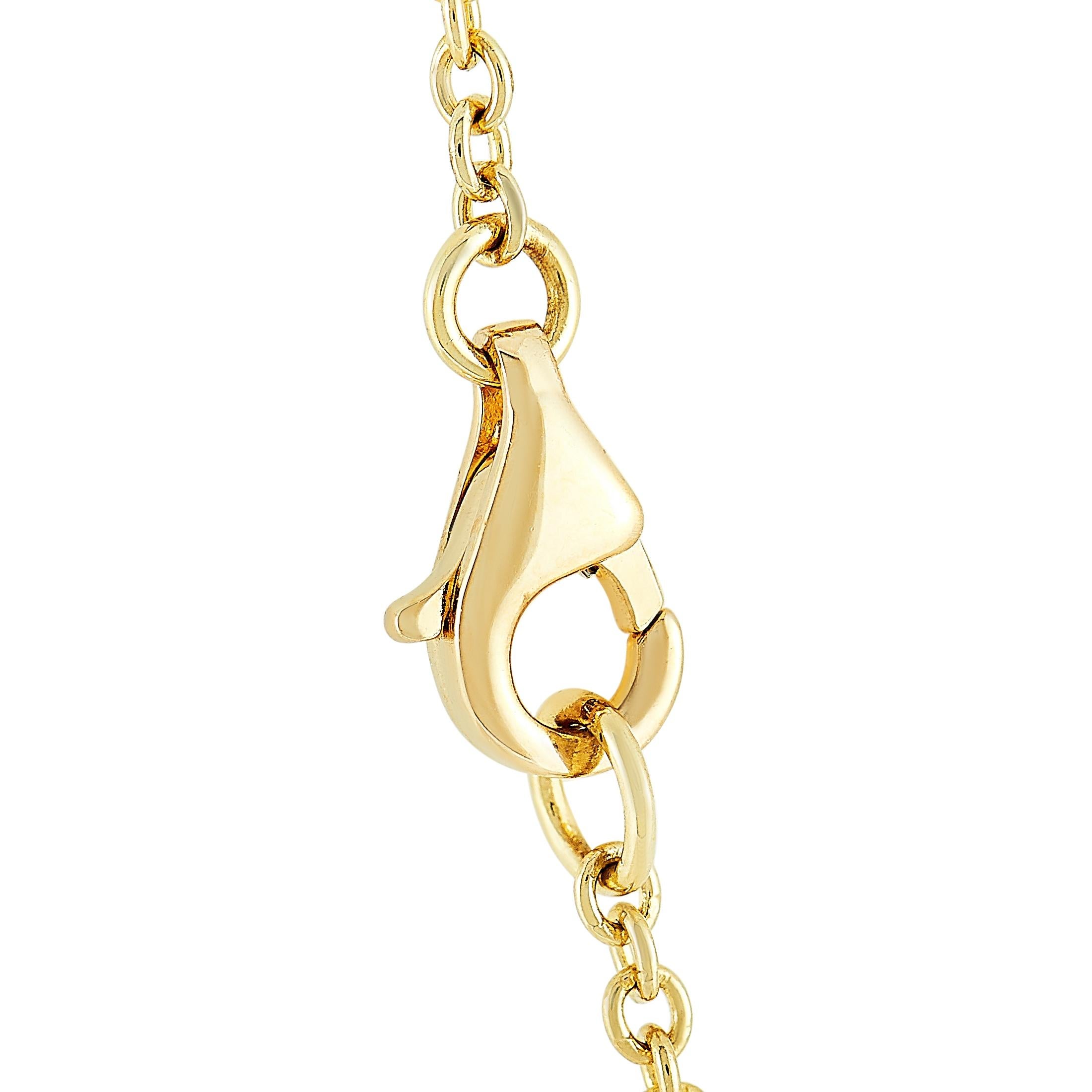 Round Cut LB Exclusive 18 Karat Yellow Gold 0.70 Carat Diamond Pendant Necklace