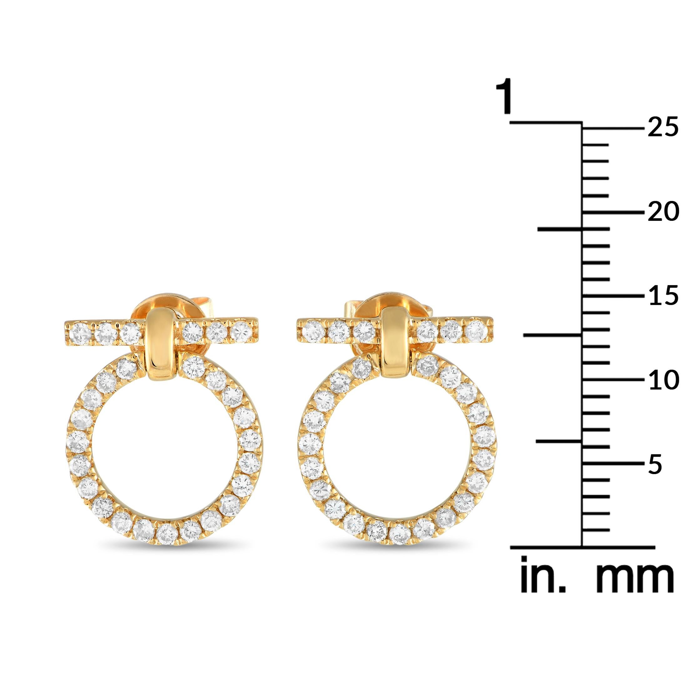 Round Cut 18K Yellow Gold 0.70ct Diamond Earrings AER-18367-Y For Sale