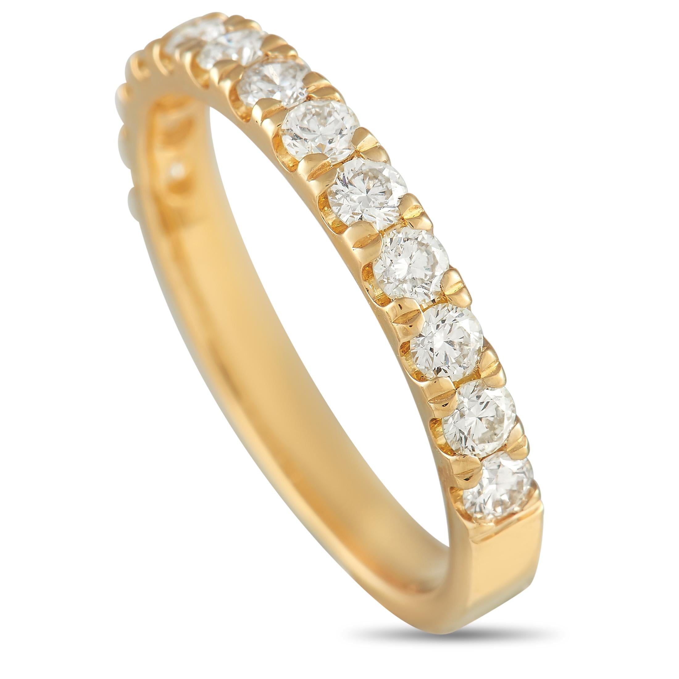 LB Exclusive 18K Yellow Gold 0.72 Ct Diamond Half Eternity Band Ring In New Condition In Southampton, PA