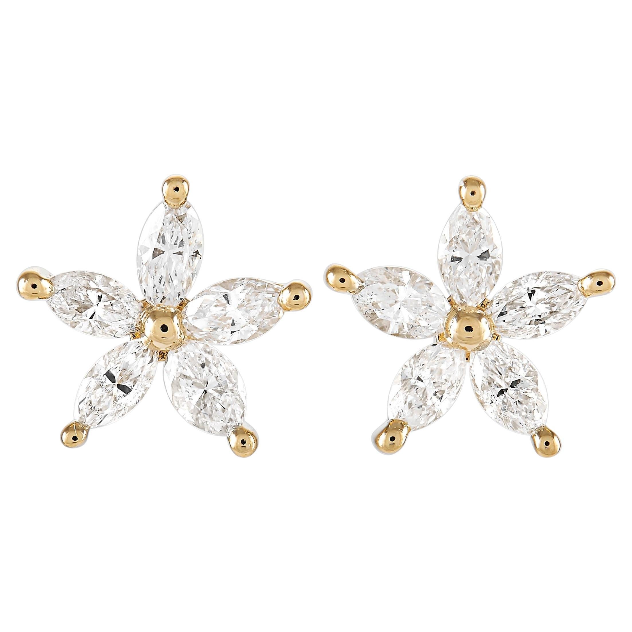 LB Exclusive 18K White and Yellow Gold 2.95 ct Diamond Earrings For ...