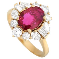 LB Exclusive 18k Yellow Gold 0.82 Carat Diamond and Ruby Ring