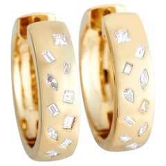 LB Exclusive 18K Yellow Gold 0.84 Ct Diamond Hoop Earrings