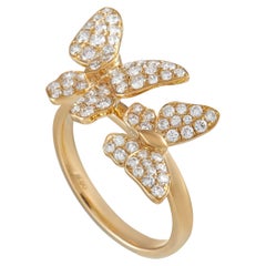 LB Exclusive 18K Yellow Gold 0.85 ct Diamond Butterfly Ring