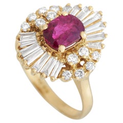 LB Exclusive 18K Yellow Gold 0.85ct Diamond and Ruby Ring MF17-100423