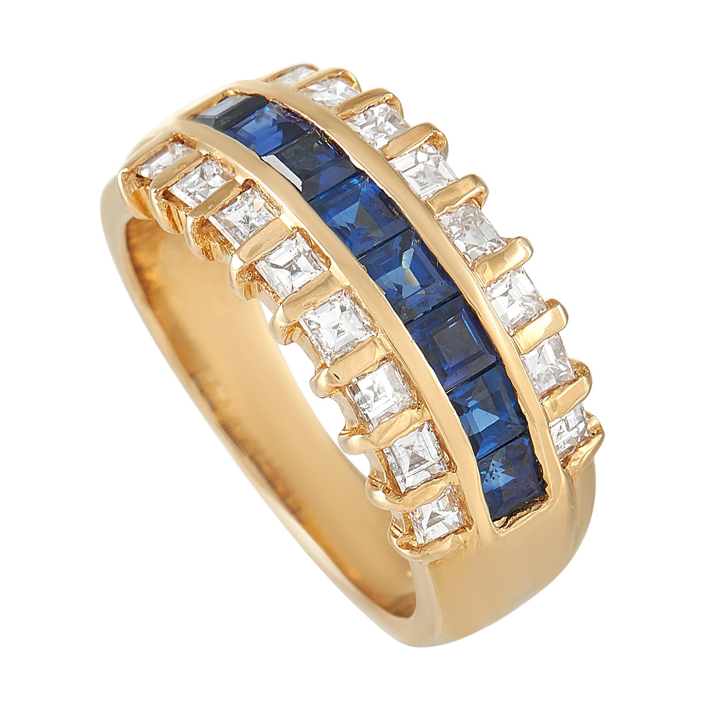 LB Exclusive 18k Yellow Gold 0.89 ct Diamond and Sapphire Ring