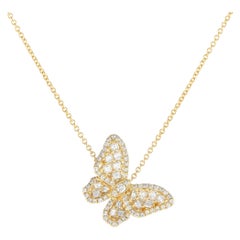 LB Exclusive 18K Yellow Gold 0.90ct Diamond Butterfly Necklace