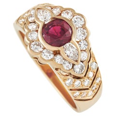 LB Exclusive 18K Yellow Gold 0.93 Ct Diamond and 0.88 Ct Ruby Ring