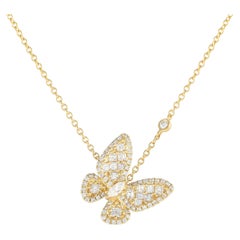 LB Exclusive 18K Yellow Gold 0.95ct Diamond Butterfly Necklace