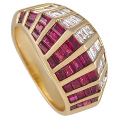 LB Exclusive 18K Yellow Gold 1.00 Ct Diamond and Ruby Ring
