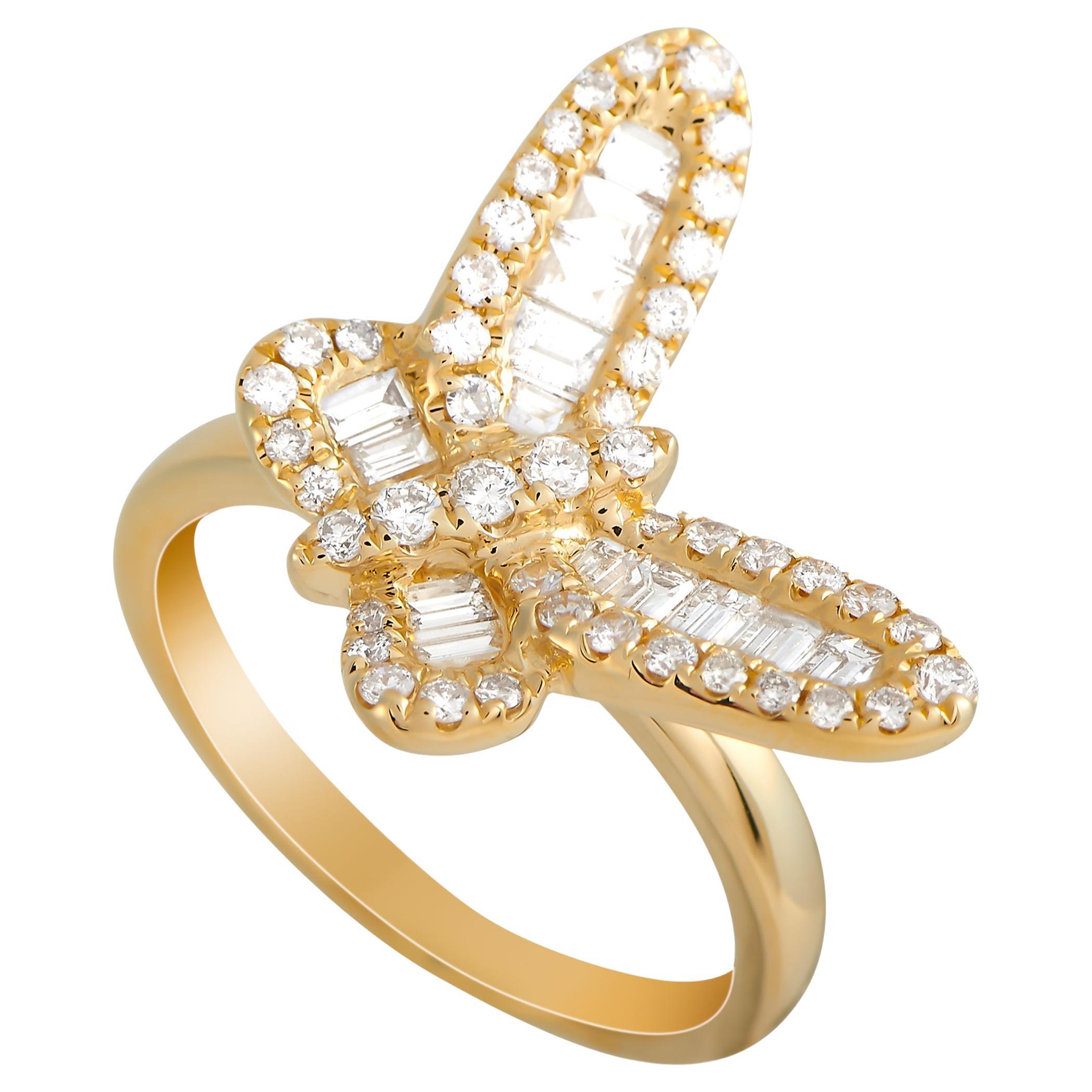 LB Exclusive 18K Yellow Gold 1.00 Ct Diamond Butterfly Ring