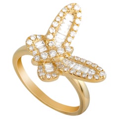 LB Exclusive 18K Yellow Gold 1.00 Ct Diamond Butterfly Ring