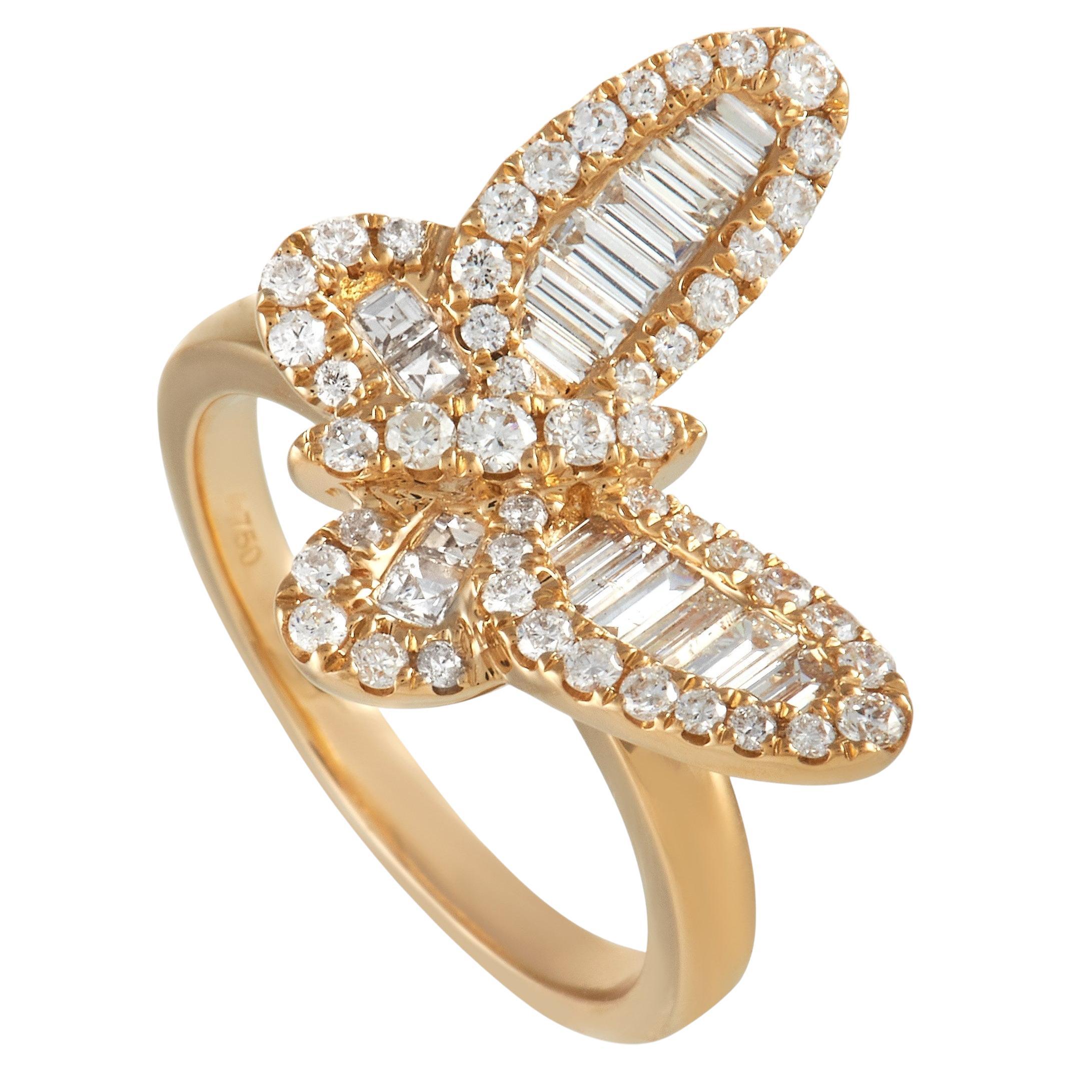 LB Exclusive 18K White Gold 1.00 Ct Diamond Butterfly Ring For Sale at