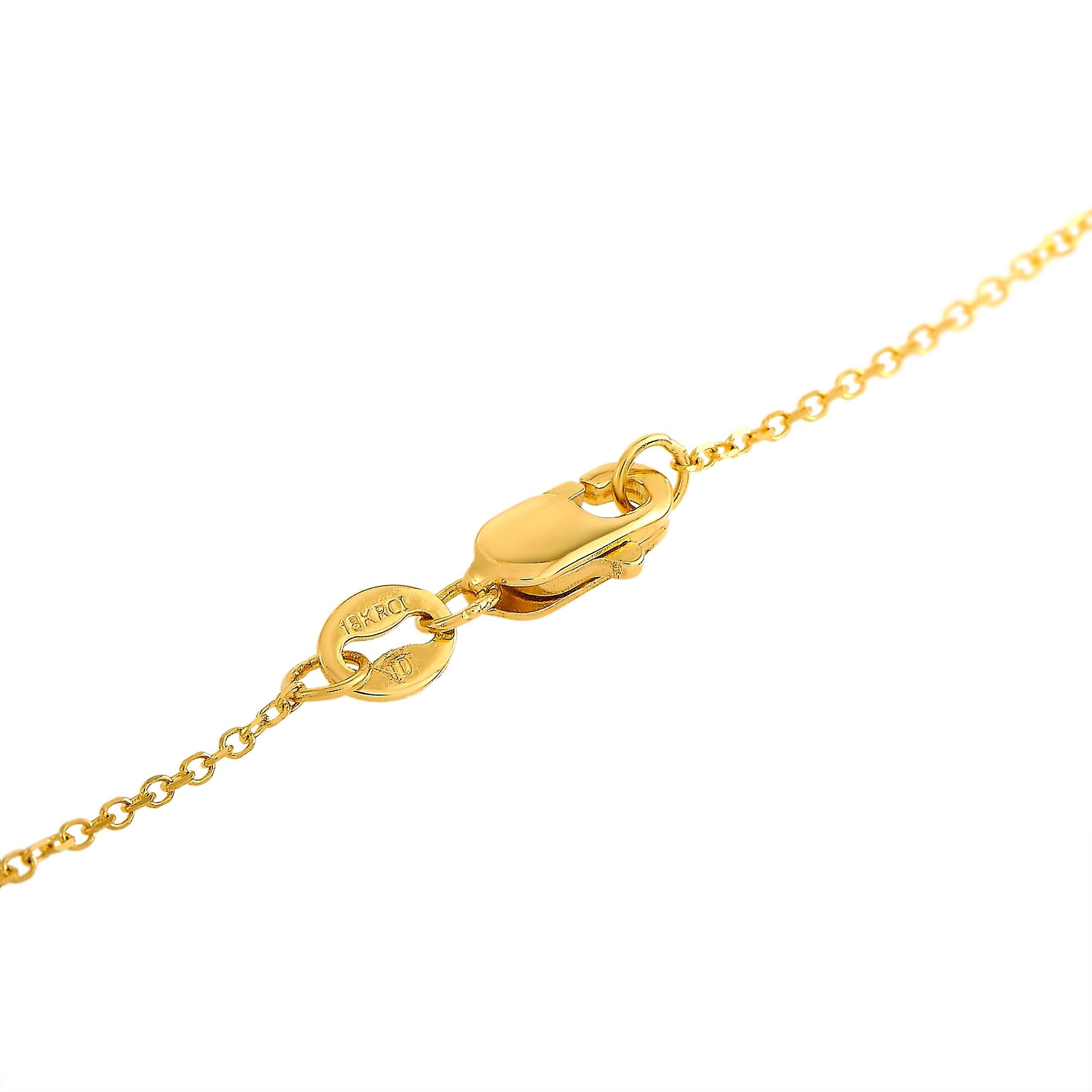 Round Cut LB Exclusive 18 Karat Yellow Gold 1.00 Carat Diamond Pendant Necklace