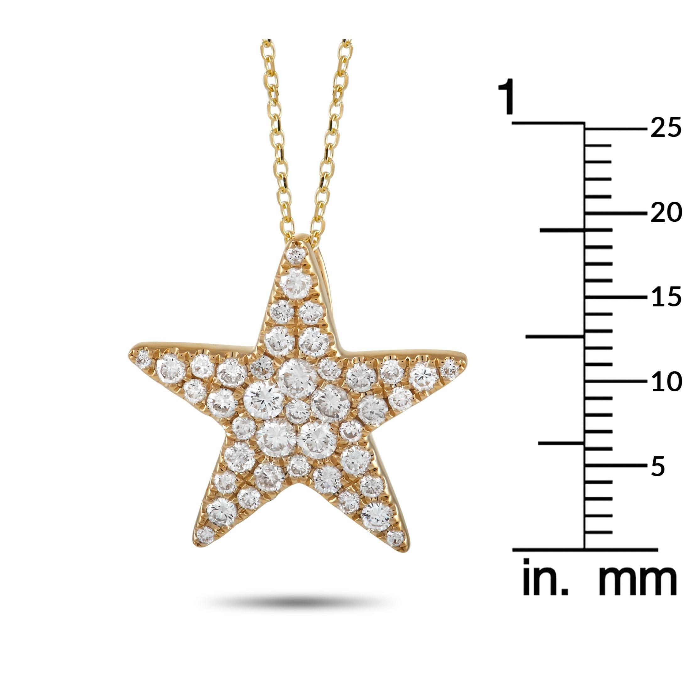 LB Exclusive 18K Yellow Gold 1.00 Ct Diamond Star Necklace In New Condition In Southampton, PA