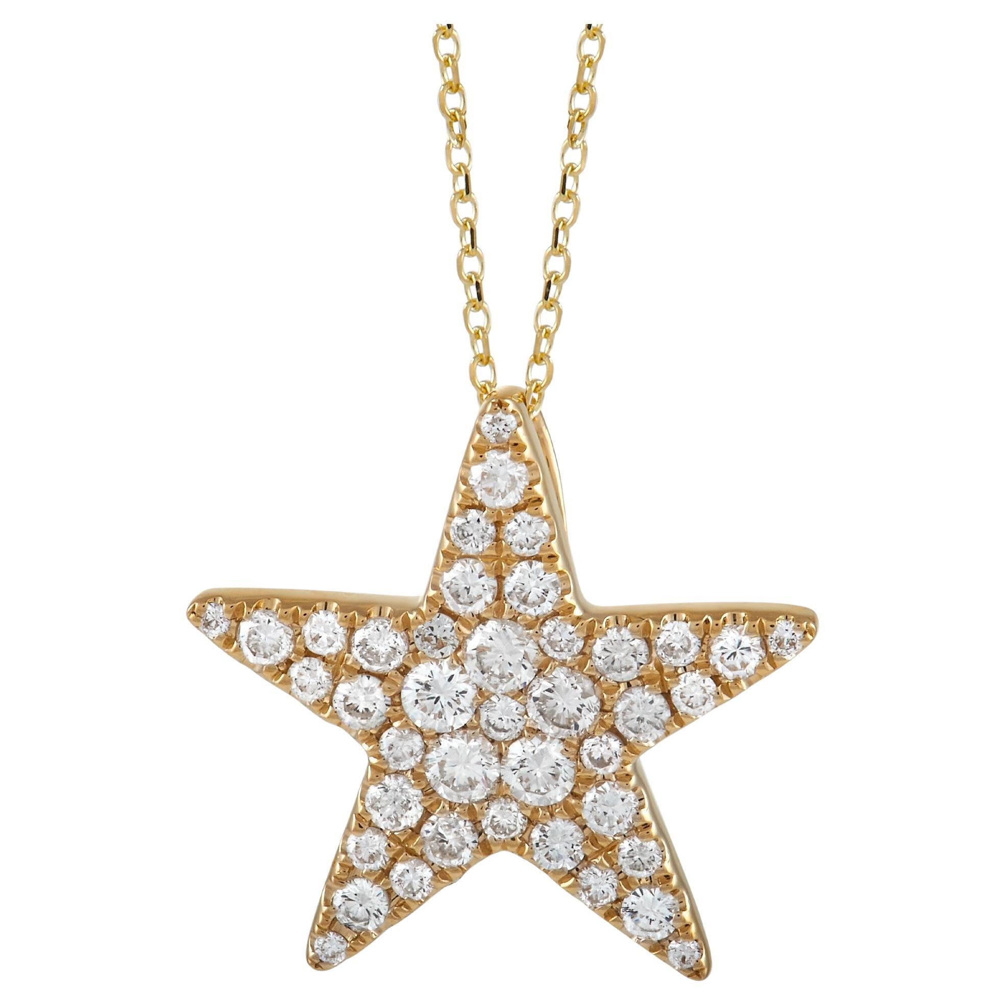 LB Exclusive 18K Yellow Gold 1.00 Ct Diamond Star Necklace