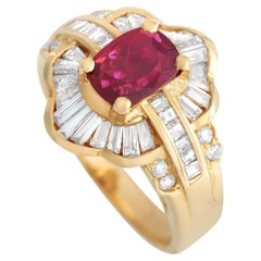 LB Exclusive 18K Yellow Gold 1.02ct Diamond and Ruby Ring MF06-100523
