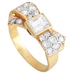 LB Exclusive 18K Yellow Gold 1.05 ct Diamond Bow Ring