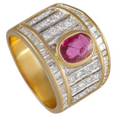 LB Exclusive 18K Yellow Gold 1.06 Ct Diamond and Ruby Ring