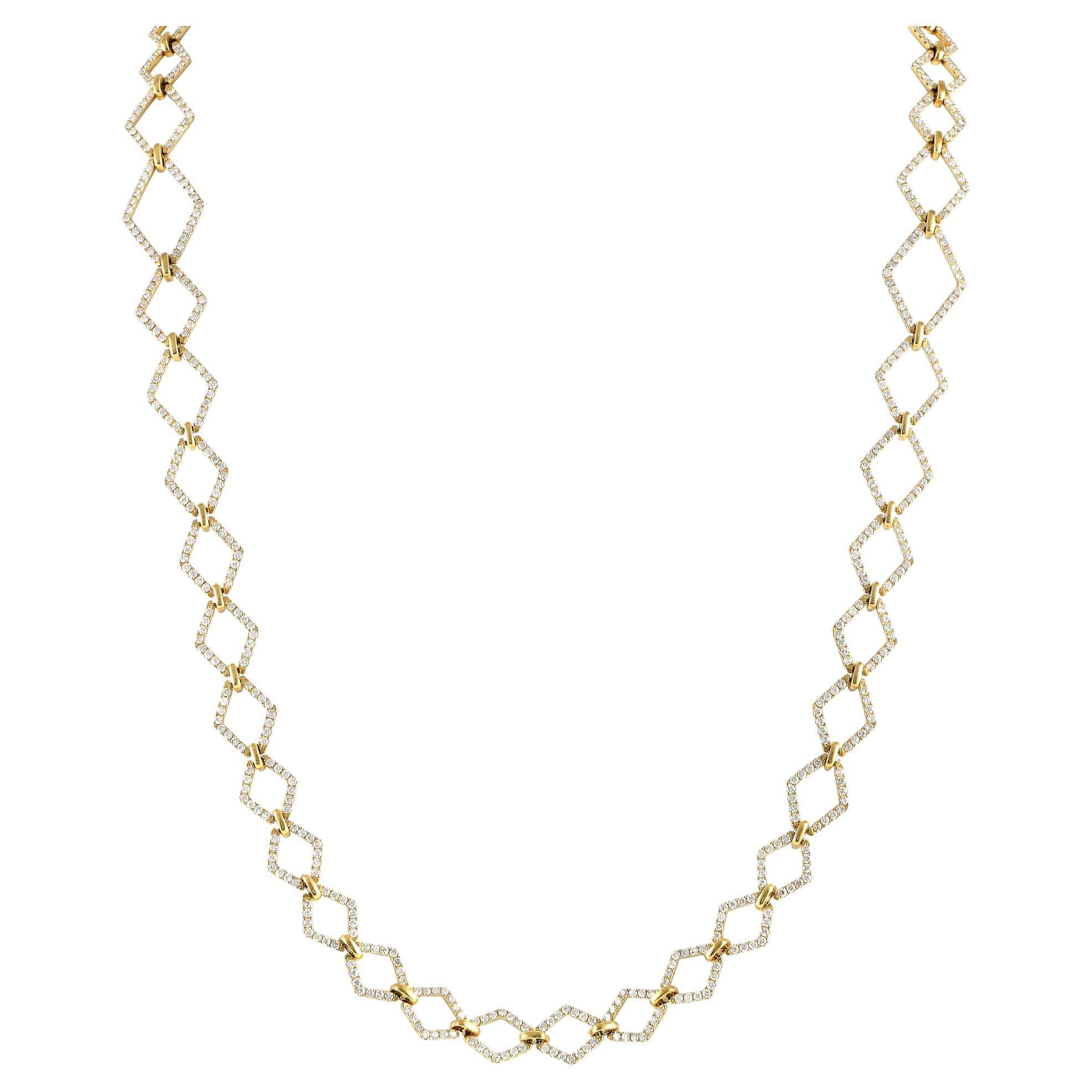 LB Exclusive 18K Yellow Gold 10.60ct Diamond Necklace For Sale