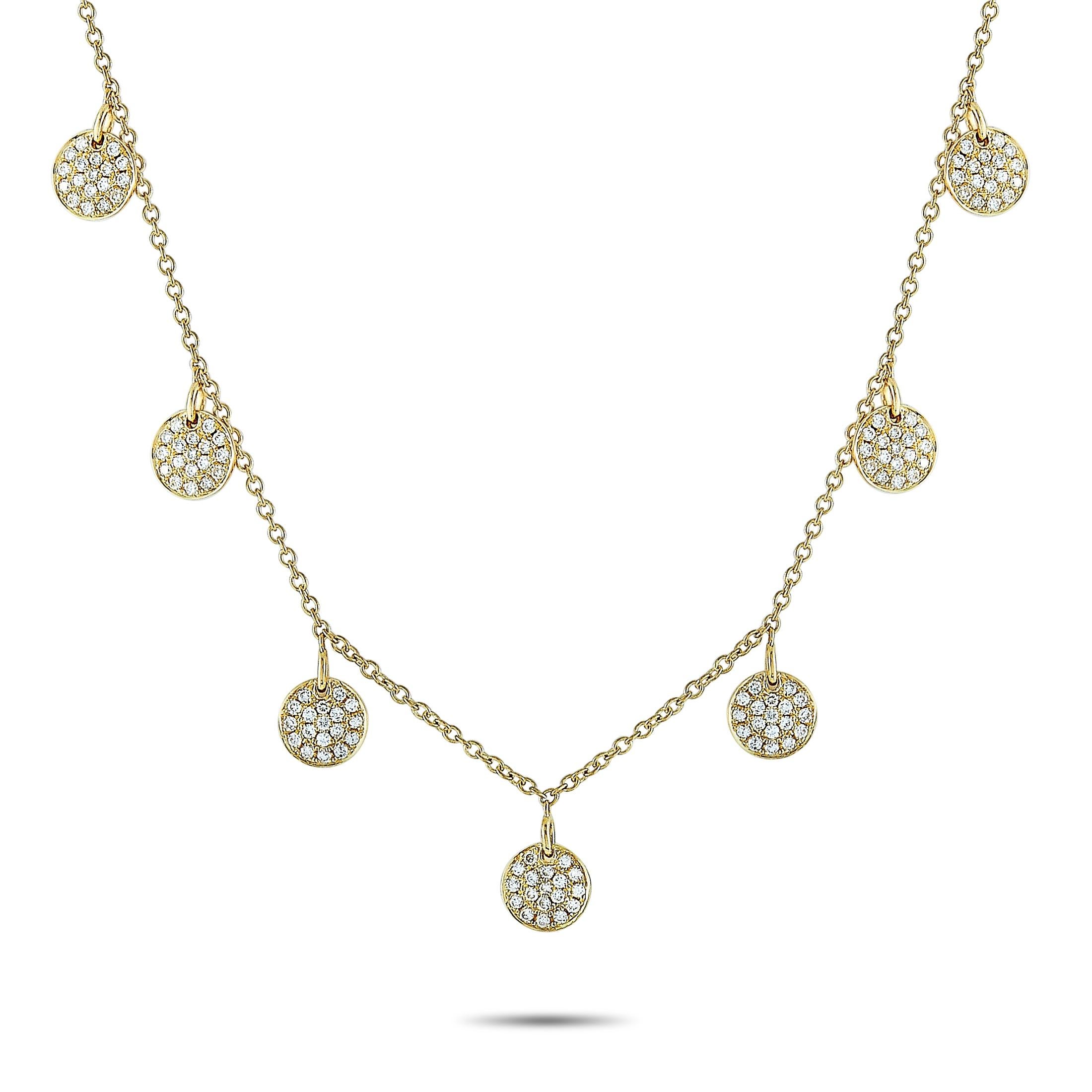 Women's LB Exclusive 18 Karat Yellow Gold 1.08 Carat Diamond Necklace