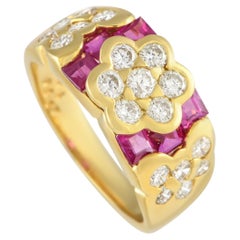 LB Exclusive 18K Yellow Gold 1.0ct Diamond and Ruby Ring MF03-100623