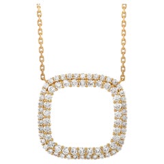 LB Exclusive 18K Yellow Gold 1.10 Ct Diamond Square Pendant Necklace